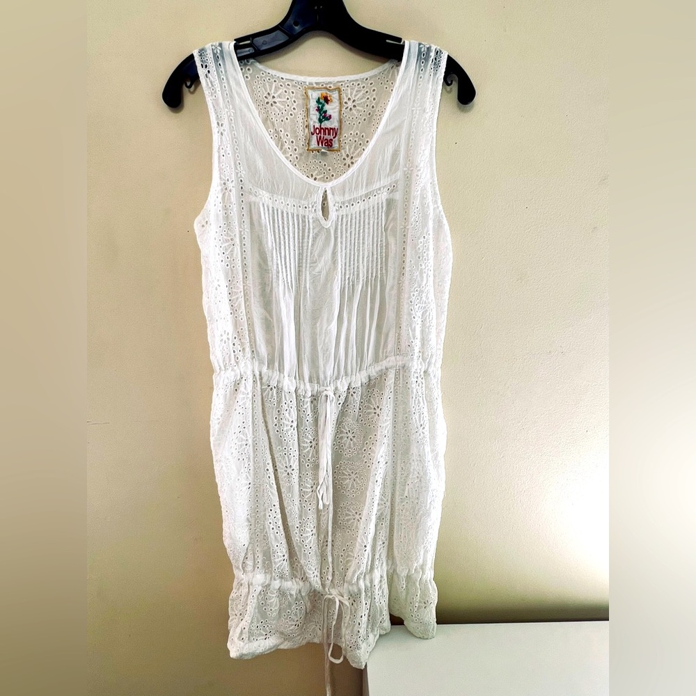 Johnny Was White Sleeveless Lace Dress